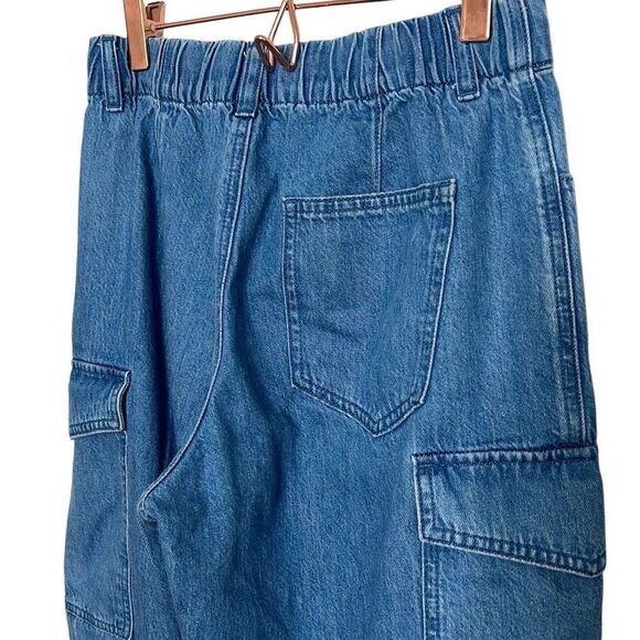 Uniqlo Denim Cotton Relaxed Fit Straight Leg Cargo Jeans Blue Size XS - Picture 3 of 6